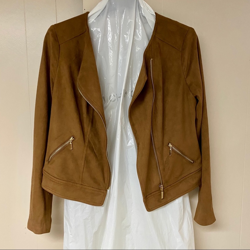 Camel Faux Suede Bomber